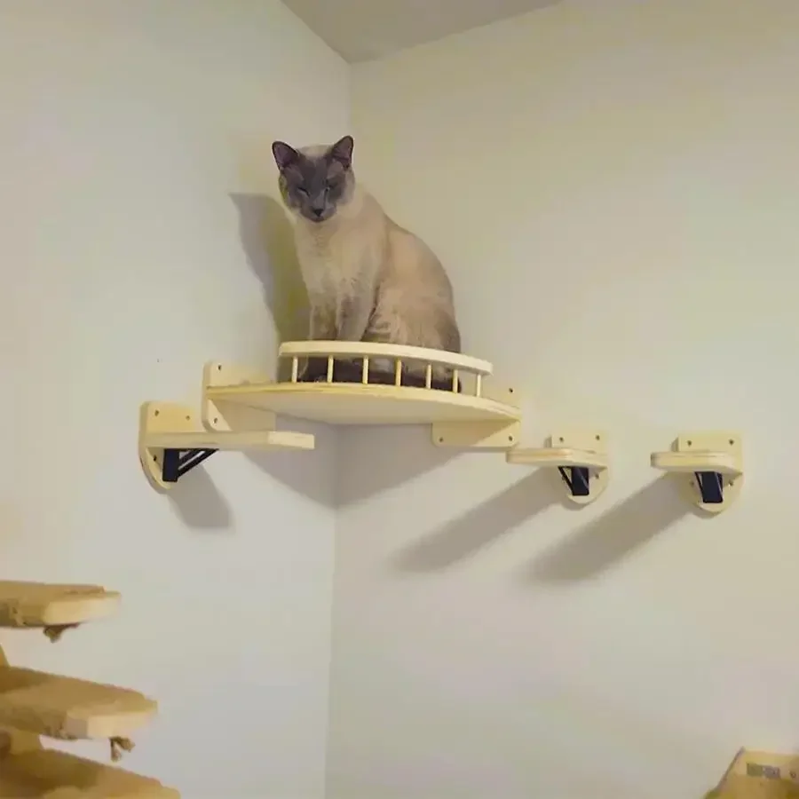 Escalera para subir y trepar para gatos – Madera y sisal, se monta en pared - imagen 5