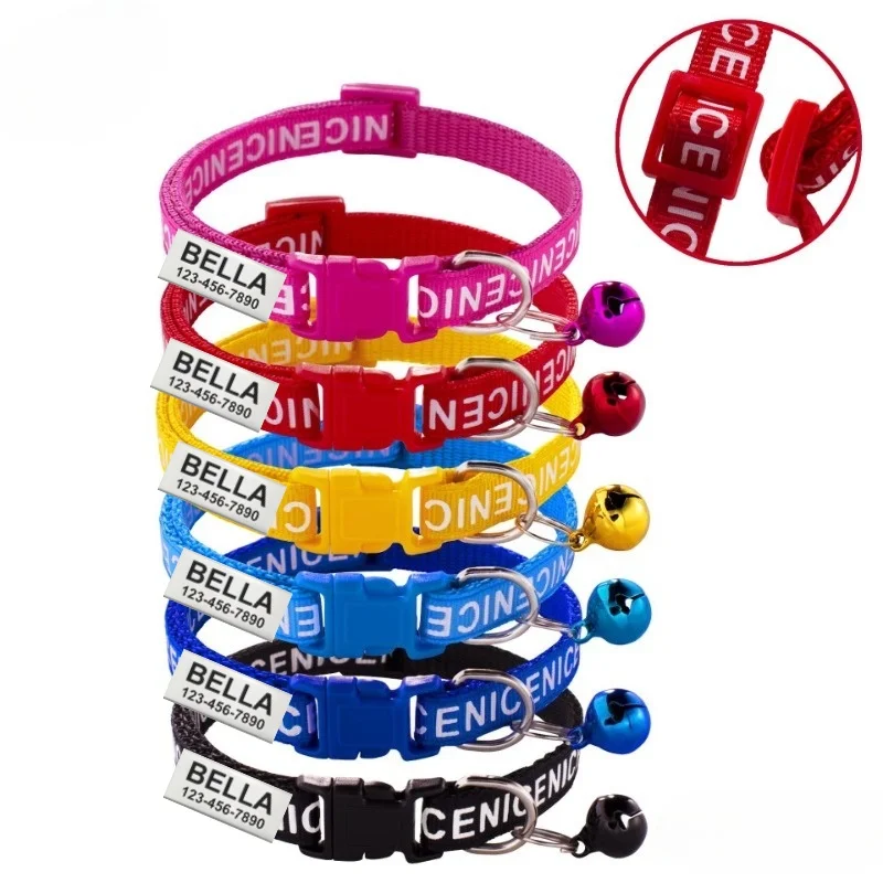 Collar de seguridad para gatos y perros con placa grabada y campana - imagen 4