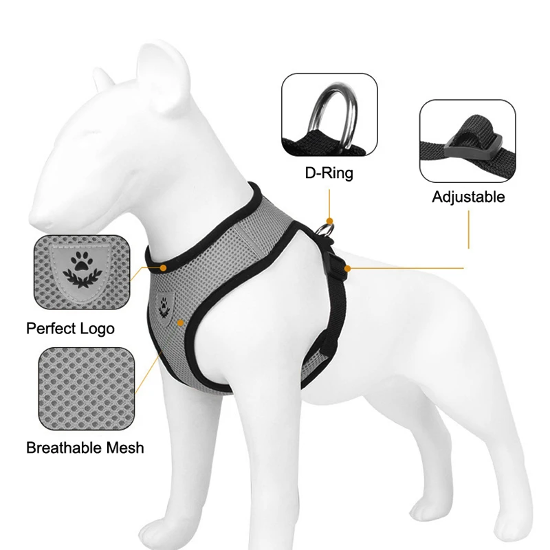 Arnés de correa para cachorros y mascotas, conjunto para perros pequeños y gatos, correa para el pecho para perros transpirable reflectante, chaleco Yorkie para caminar, suministros de cuerda de tracción - imagen 4