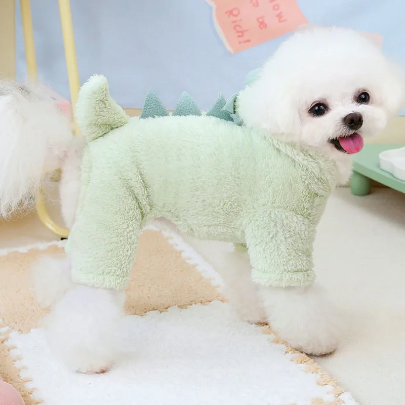 Ropa de lana para mascotas, mono con capucha de invierno, abrigo para perros pequeños y medianos, chándal para perros Chihuahua Yorkshire, pijamas para cachorros, monos XS - imagen 3