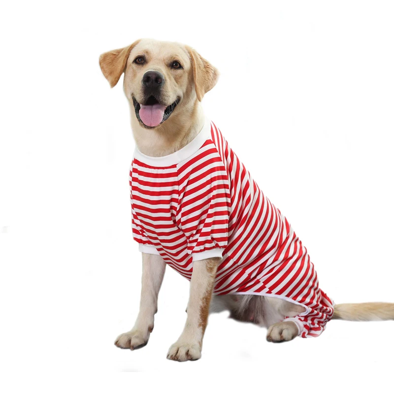 Pijama para perro grande, mono de algodón suave a rayas para mascotas medianas y grandes, ropa para Rottweiler Golden Retriever - imagen 2