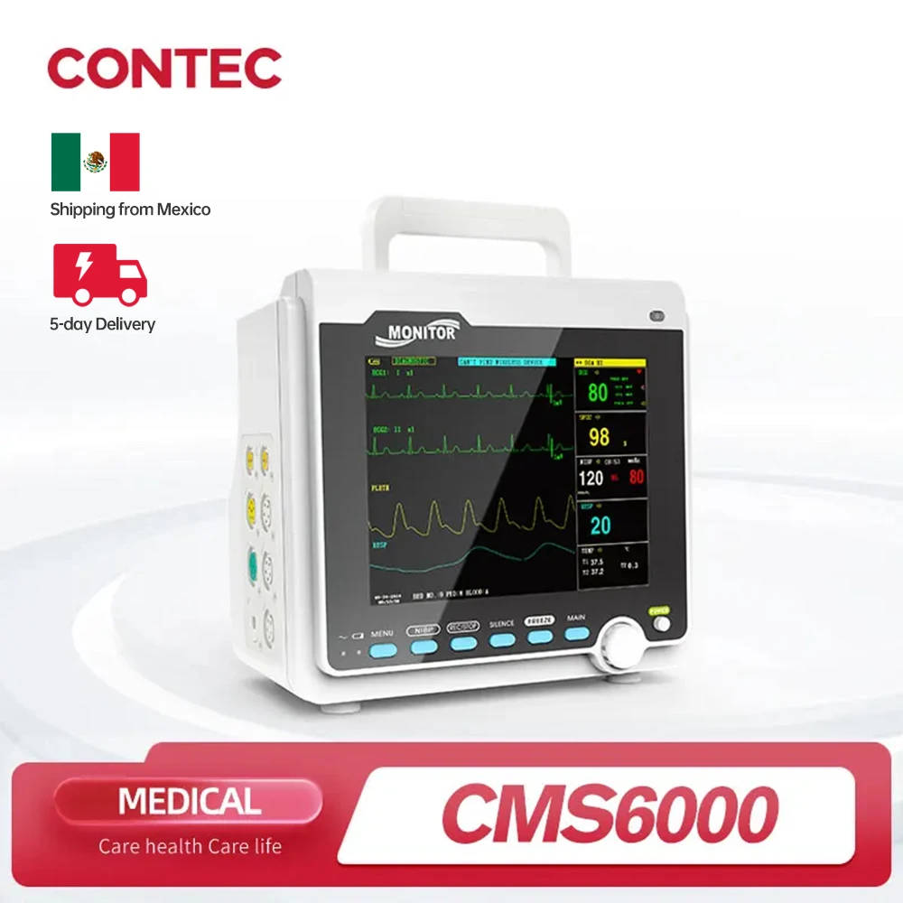 Monitor de signos vitales veterinario 8” – ECG, presión arterial, temperatura y saturación
