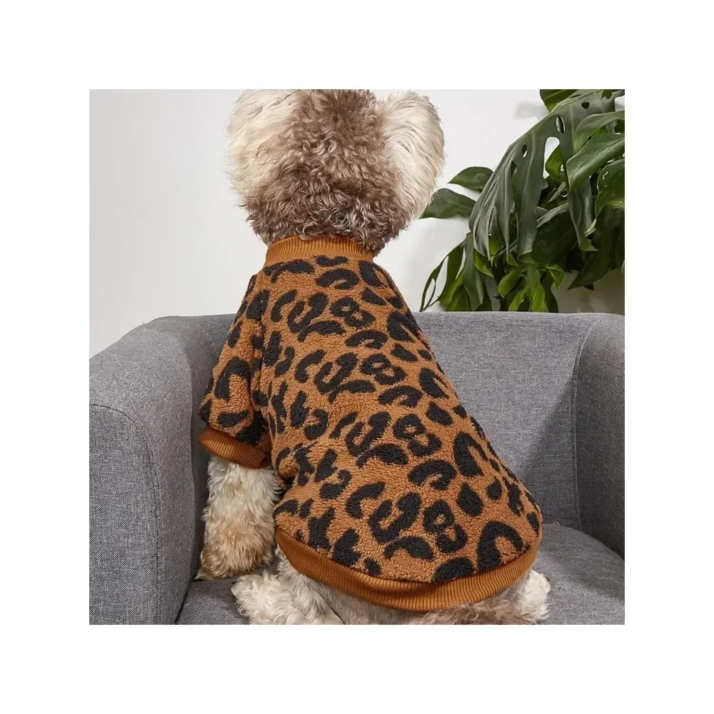 Jersey para cachorros, suéter para mascotas, suéter de invierno con estampado de leopardo, Bulldog Francés, suéter cálido de invierno, ropa para mascotas, ropa para perros - imagen 5
