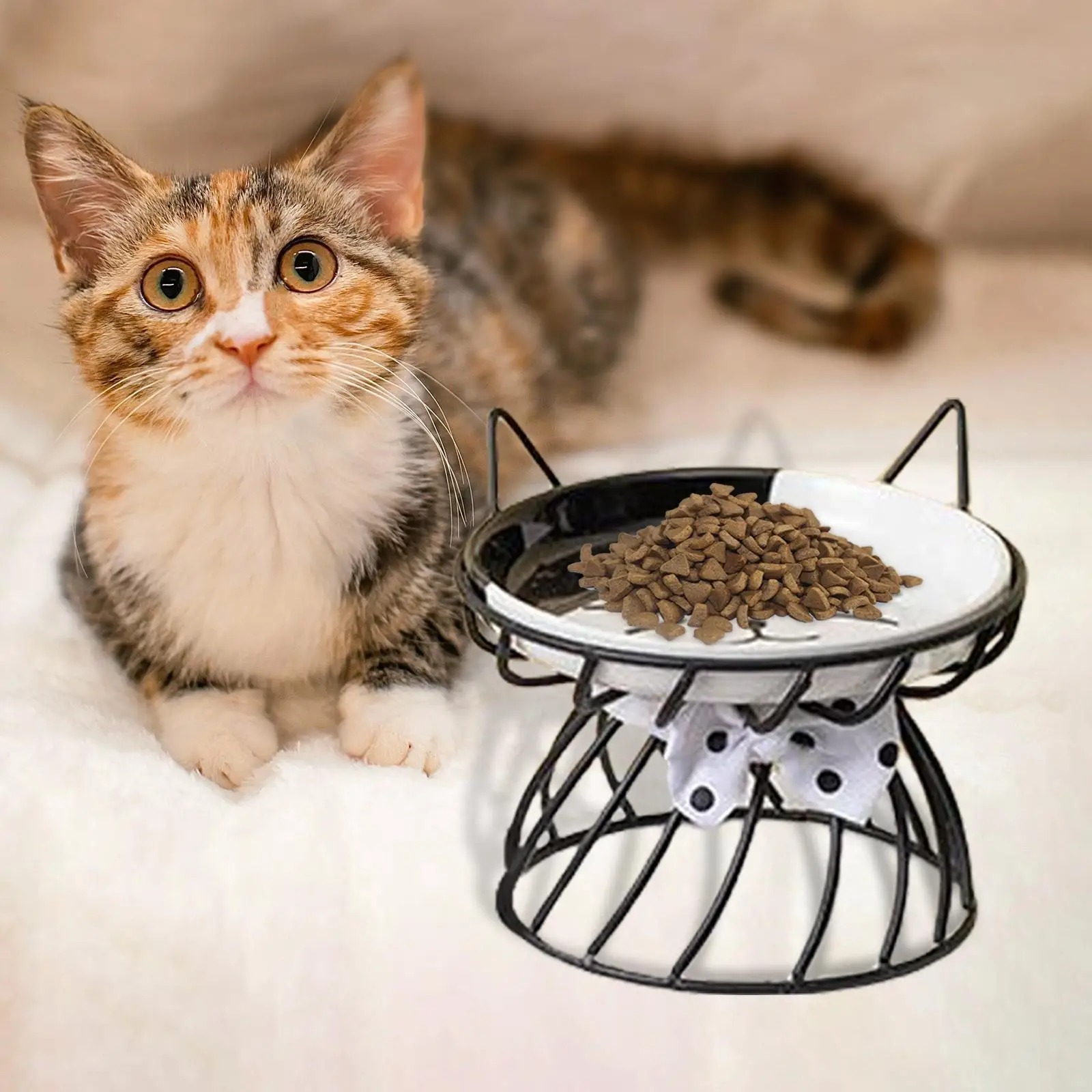 Cat Bowl Dog Bowl Pet Food Water Feeder Drinker Cat Raised Elevated Feeder