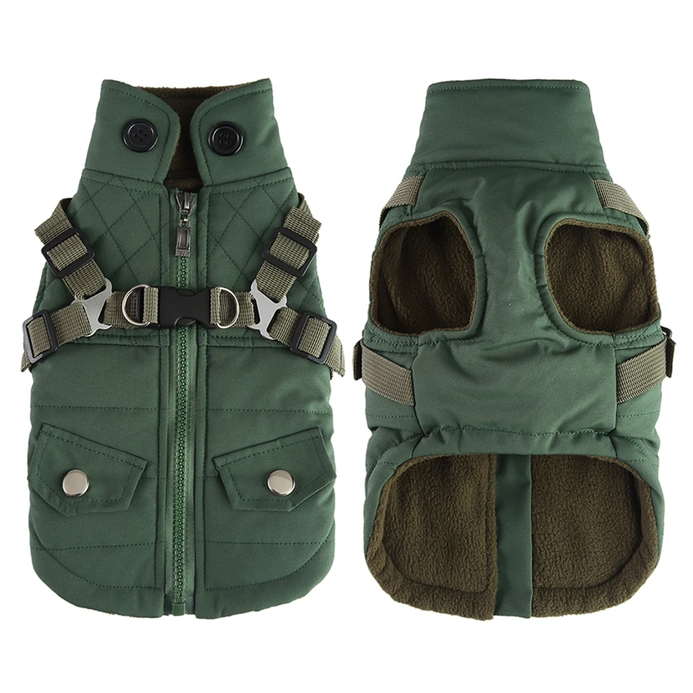 Pet Dog Jacket with Harness Winter Pet Dog Coat Warm Soft Windproof S-XXL with Zipper for Small Medium Large Dogs - imagen 4