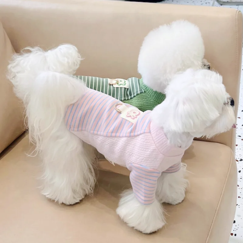 Camiseta a rayas con anilla para perro y gato – Suéter cálido de primavera - imagen 2