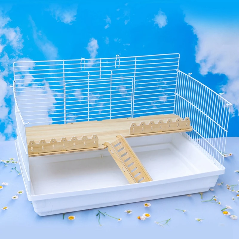 Decoración de hábitat de hámster Plataforma de madera de doble capa con escalera Accesorio de juguete duradero para mascotas para gerbil conejillo de indias y animales pequeños - imagen 2