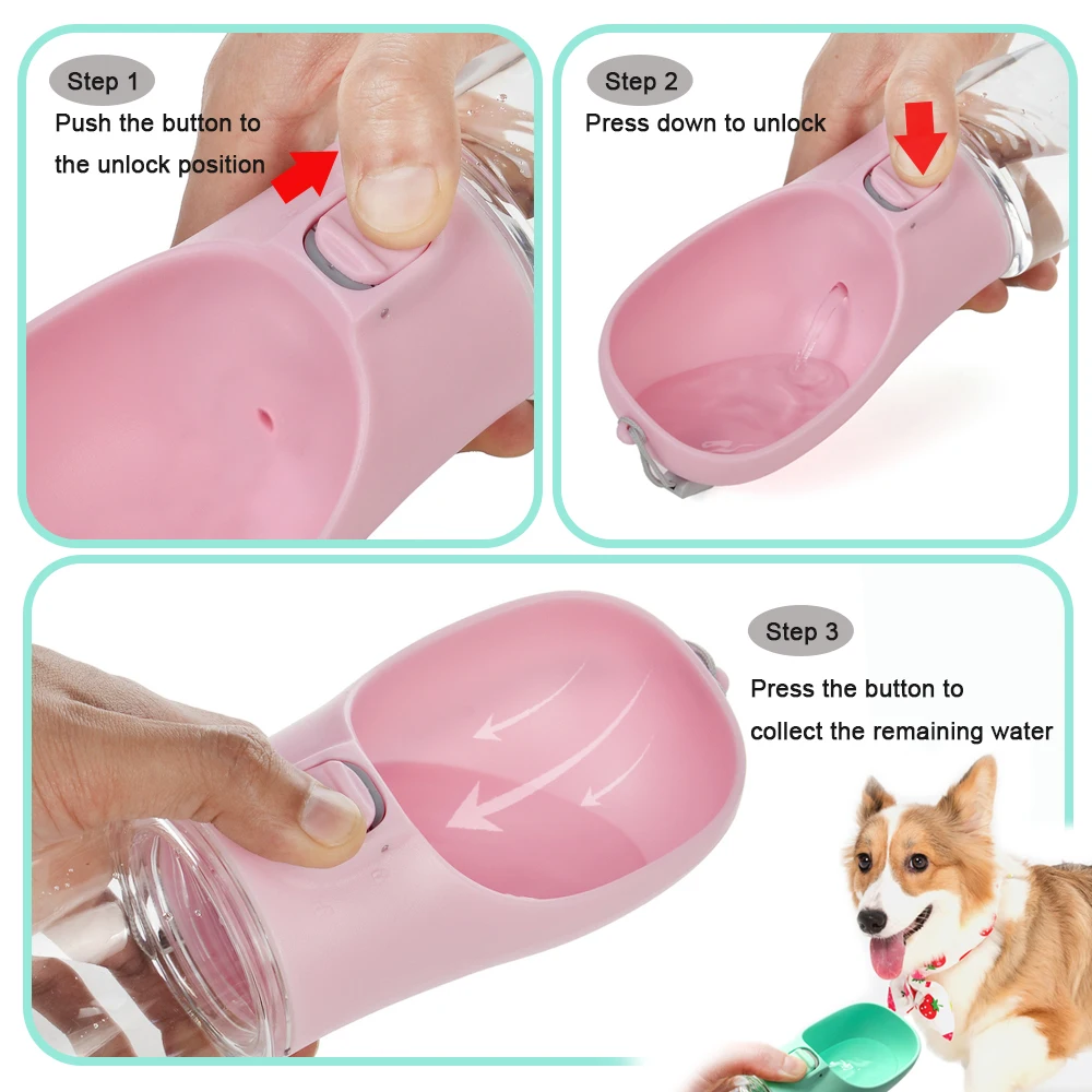 Botella portátil agua para perros pequeños y grandes sin fugas viaje - imagen 4