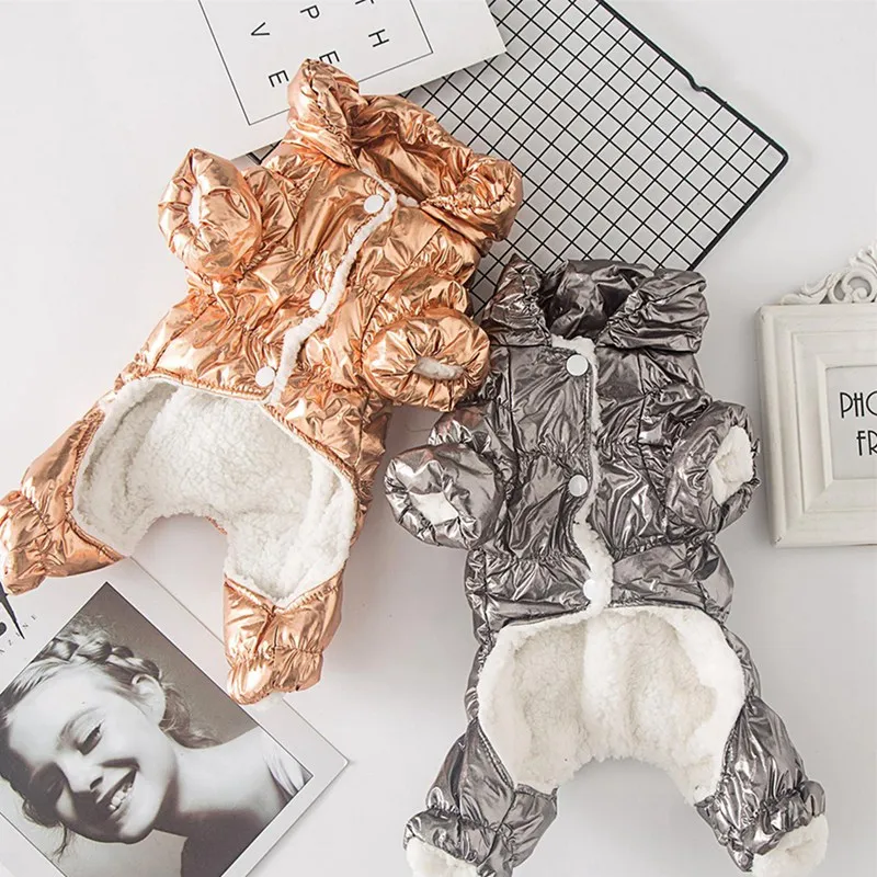 Ropa de invierno para perros, monos a prueba de viento para perros pequeños, abrigo de plumón para cachorros, chaqueta impermeable gruesa, Parka, mono para perros, trajes para mascotas - imagen 5