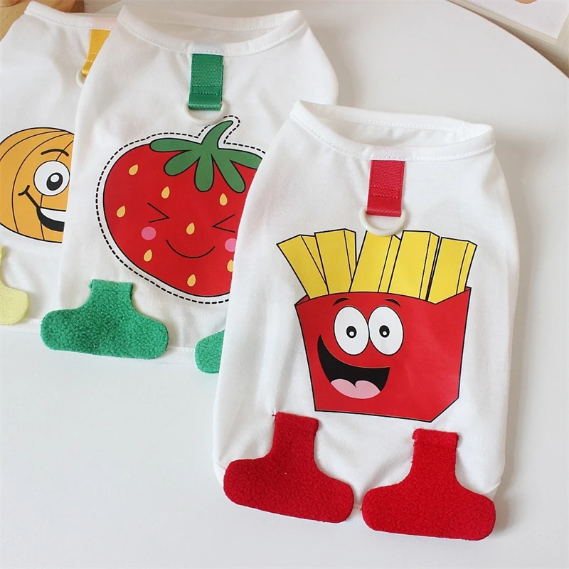 Divertido chaleco de verano para perros y mascotas, sudadera ligera Unisex con dibujos de patatas fritas y gatos, ropa para cachorros pequeños, Chihuahua - imagen 2