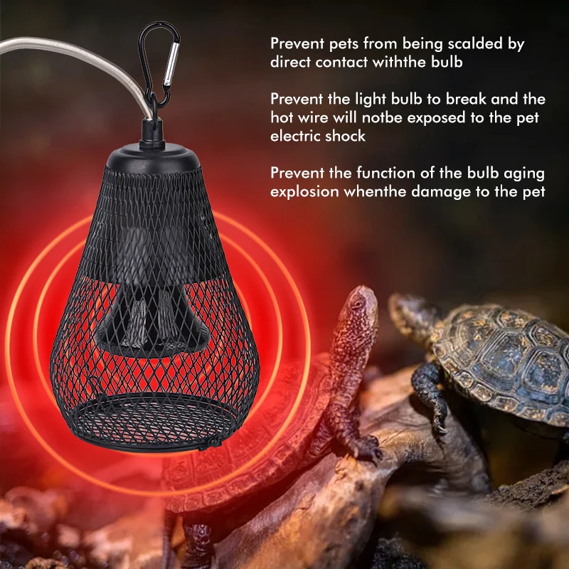 Lámpara calefactora de cerámica para mascotas, 220V, lámpara de calor para pájaros, cubierta protectora contra quemaduras, calentador emisor de luz para reptiles y aves de corral - imagen 4