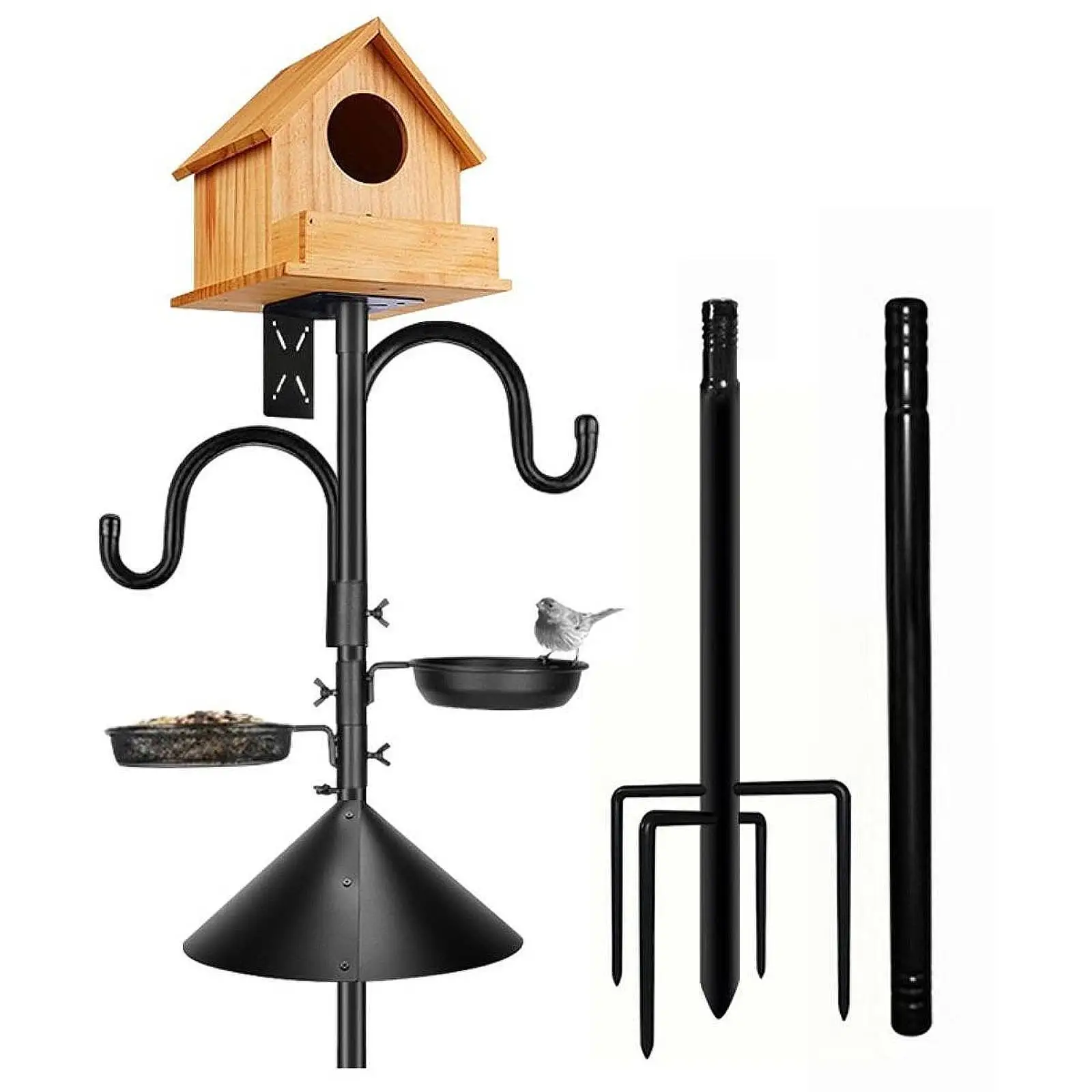 Bird Feeder Pole Bird Feeding Station Heavy Duty Detachable Pole Sections