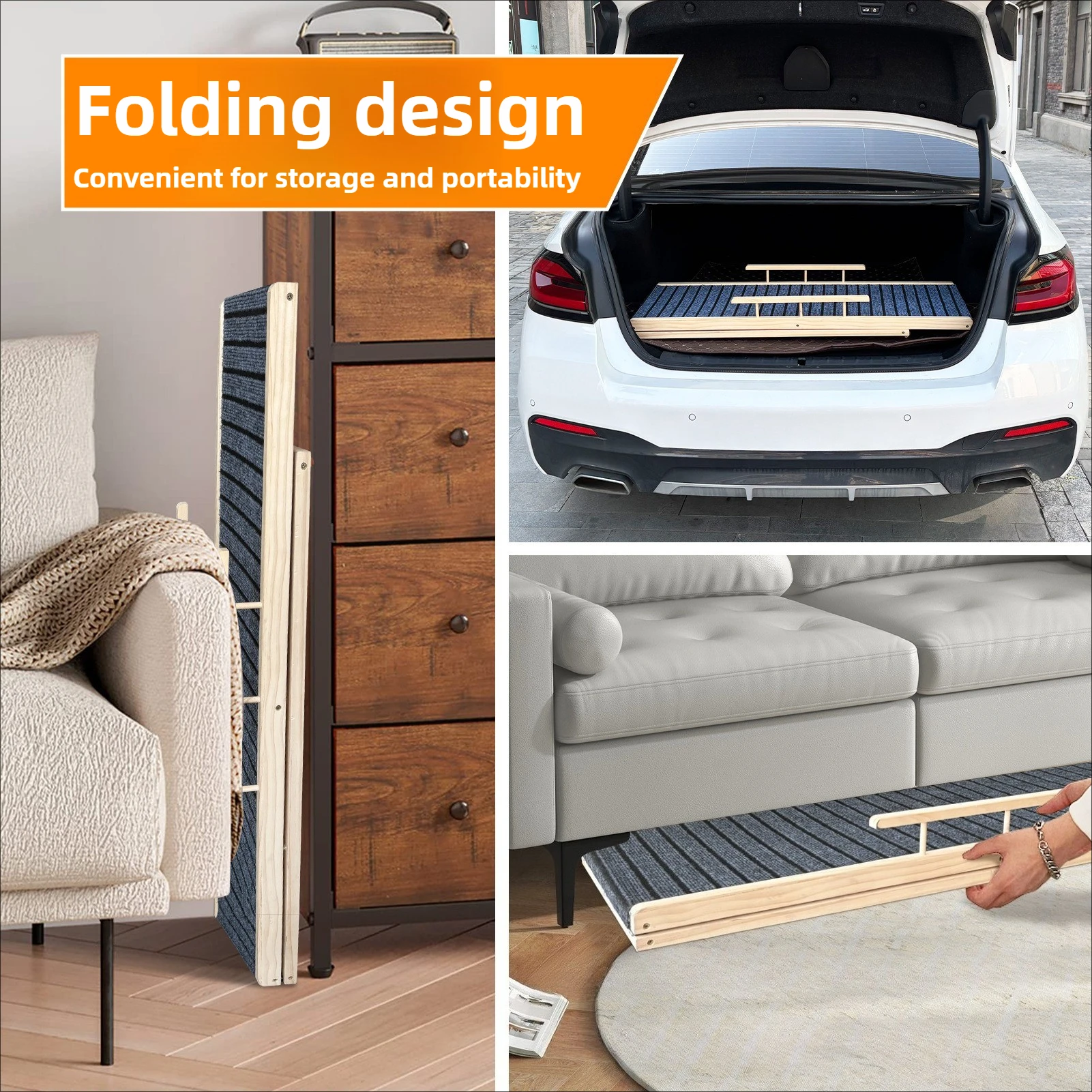 Escalera para mascotas de madera maciza, escaleras plegables para cachorros, altura ajustable, accesorios para perros, rampas de coche, suministros para productos de escaleras para perros pequeños - imagen 2