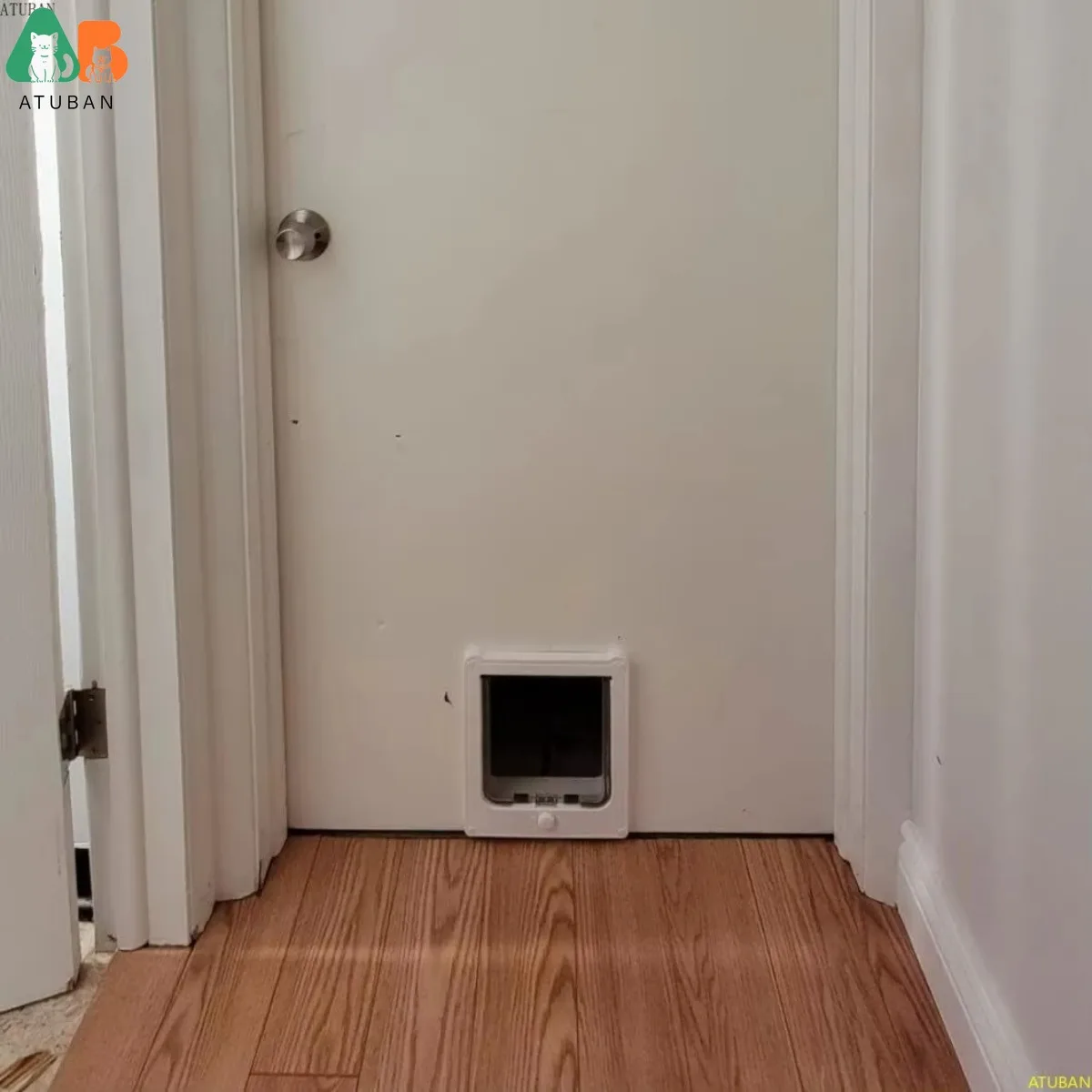 Puerta para gatos para puerta interior, puerta pequeña de seguridad para mascotas para puertas interiores y exteriores, pared con 4 cerraduras, puerta magnética para gatos y cachorros - imagen 5