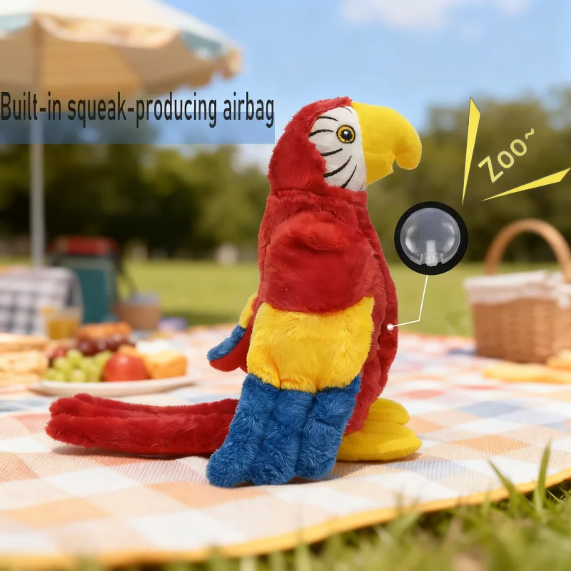Juguete interactivo de peluche para perros, juguetes seguros para perros, pájaro, loro, juguete con sonido divertido, juguete para perros de peluche, juguetes resistentes para perros, suministros para mascotas, juegos para perros