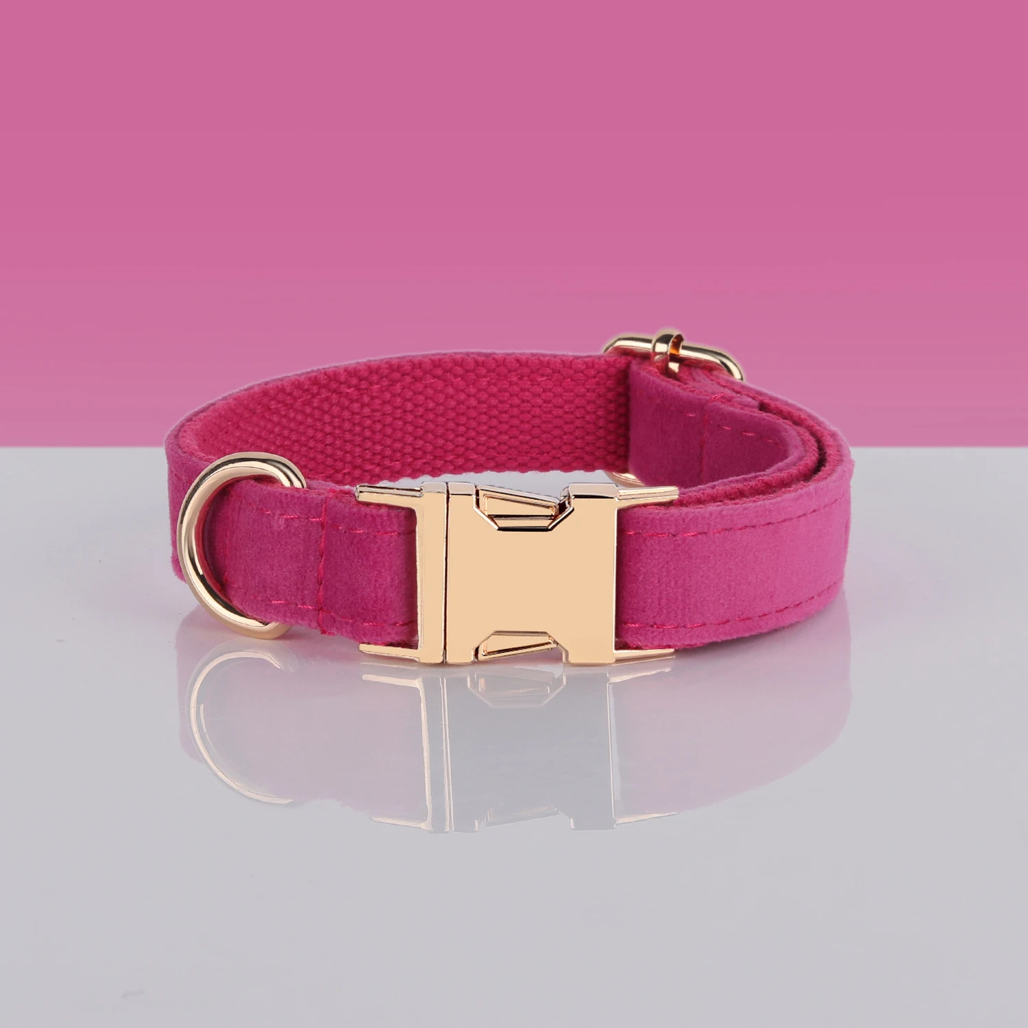 Collar de perro personalizado de terciopelo fucsia para perros pequeños, arnés ligero para perro bonito con lazo, conjunto de tracción personalizado para cachorros con flores - imagen 3