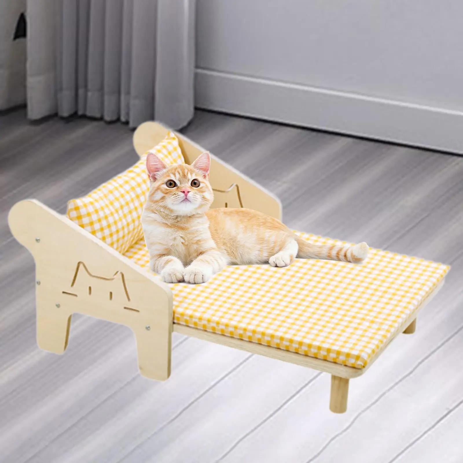 Cat Hammock Small Pet Furniture Summer Beach Wood Beach Chair Cat Bed Dog Bed Summer Essential for Sleeping Small Medium Cats