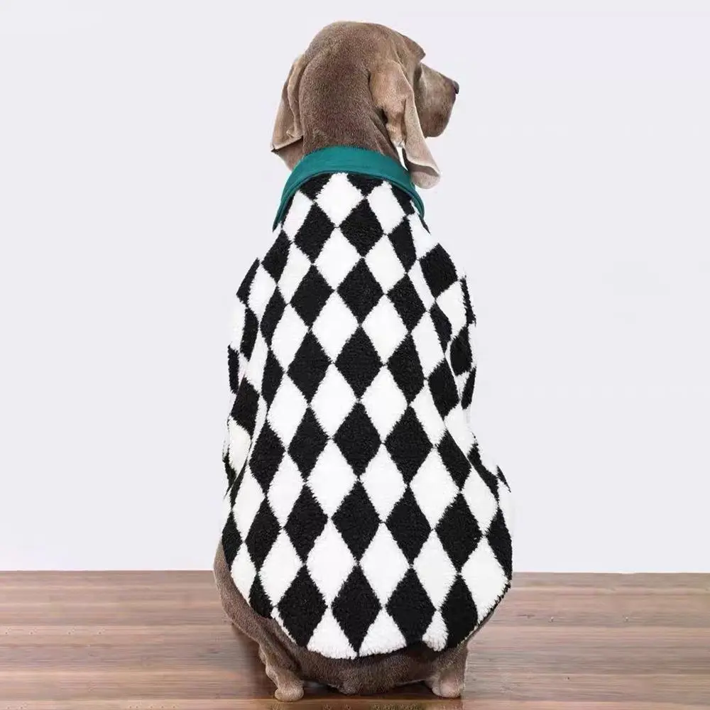 Abrigo de invierno para perros chaqueta lana cálida con cuadros - imagen 2