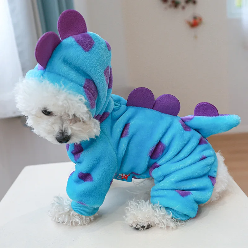 Ropa de lana súper suave para cachorros, monos cálidos de felpa para perros, Cosplay de dinosaurio y unicornio de cuatro patas, Otoño e Invierno - imagen 2