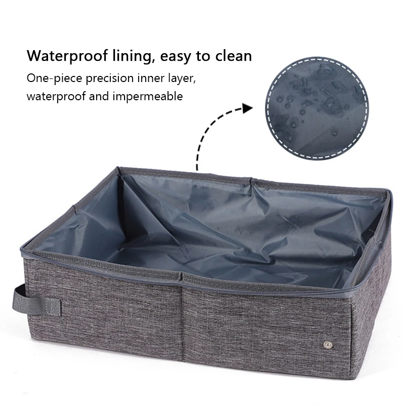 BOOTEELY-bandeja plegable para gatos, para viaje, a prueba de fugas, con tapa con cremallera, inodoro portátil para gatos, para Hotel, coche, exterior, fácil de usar - imagen 3