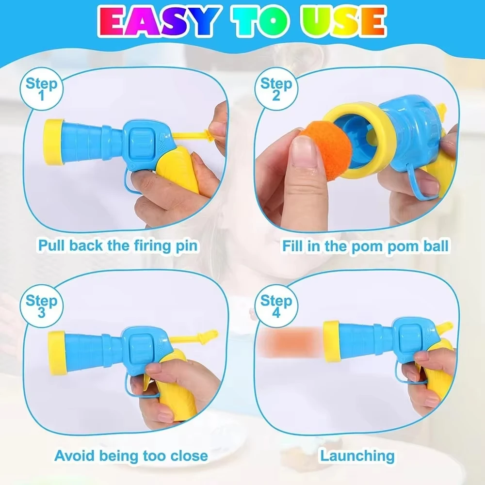 Pistola lanzadora de bolas de juguete para gatos con pompón de 50-100 piezas, bolas de felpa, pistola de tiro interactiva para gatos, equipo de juego para mascotas - imagen 4
