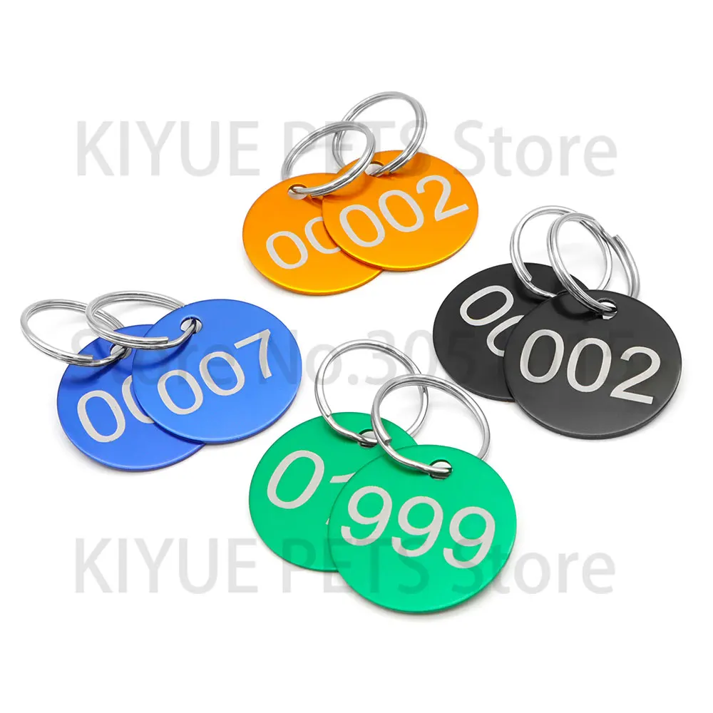 Etiquetas de nombres de aluminio redondas personalizadas grabadas con láser 0-200 etiquetas de identificación de llavero accesorios de decoración - imagen 3