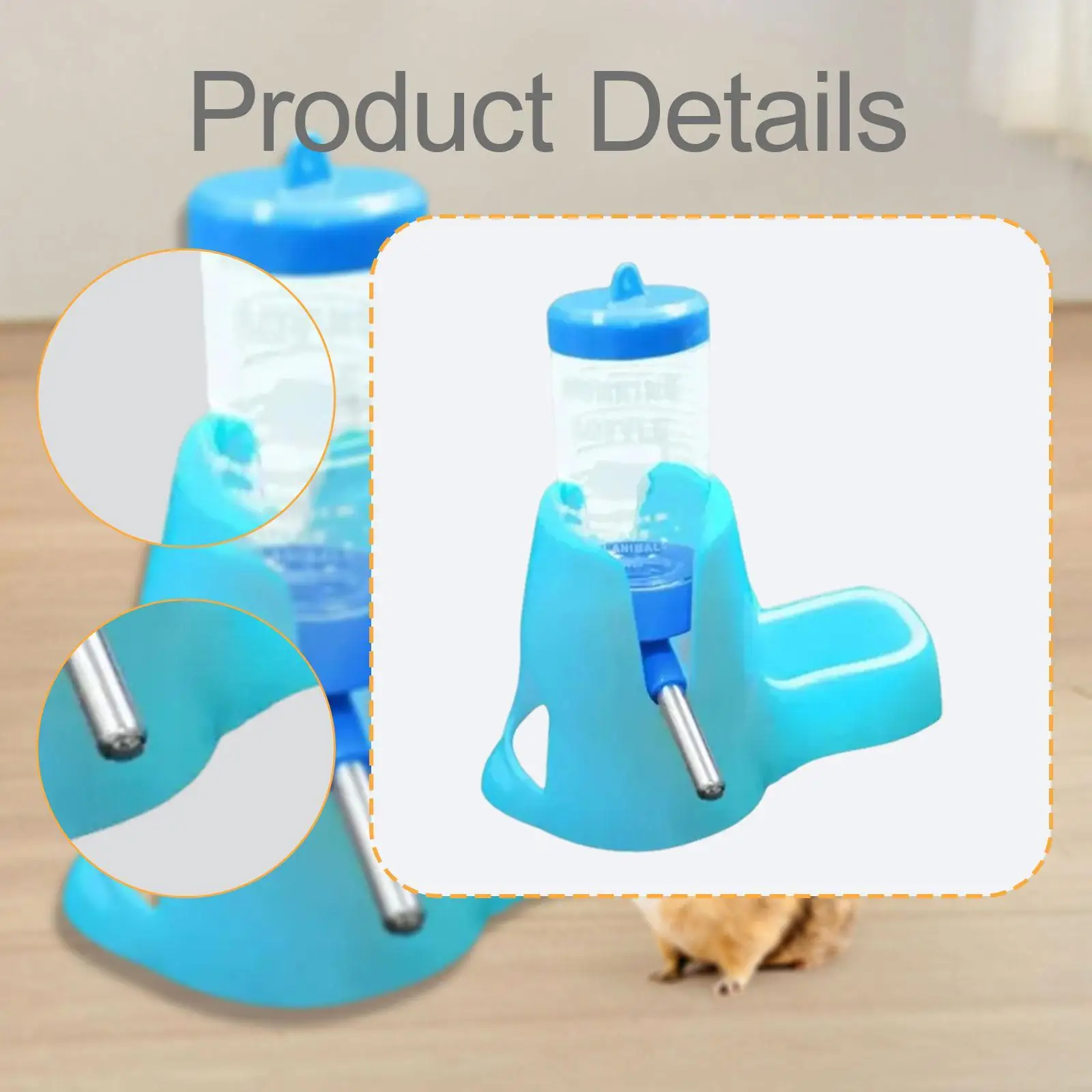 Soporte para botella de agua para mascotas, Base estable, sin alimentador de goteo para hámsteres y animales pequeños, accesorio para beber en jaula - imagen 5