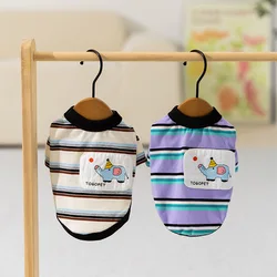 Sudadera con capucha para mascotas, camisa Base de dibujos animados a rayas de primavera, camiseta para perros, gatos, osos de peluche, ropa para cachorros, ropa para perros pequeños