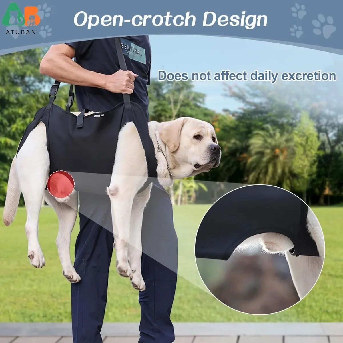 Arnés de elevación para perros, soporte ajustable para todo el cuerpo, eslinga para perros, correas transpirables para movilidad asistida, piernas de perro, elevación de rehabilitación de cadera - imagen 4