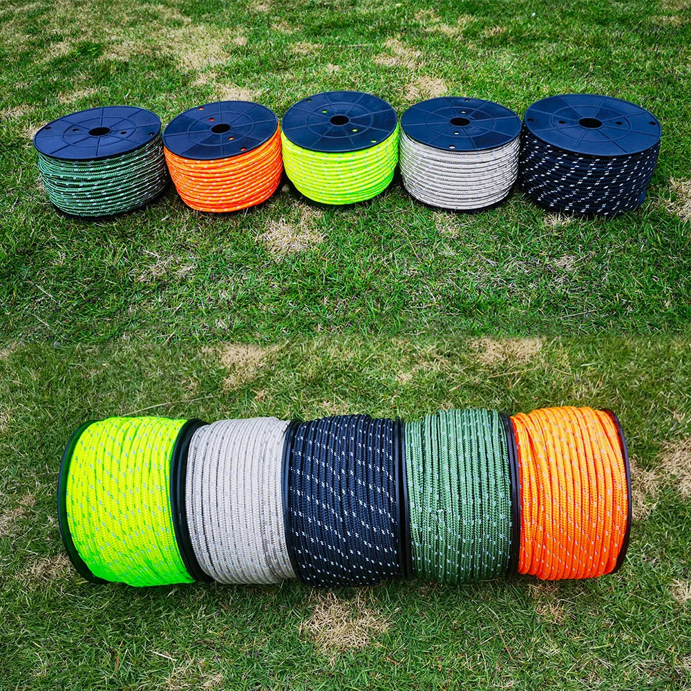 Cuerda de paracaídas Paracord reflectante de 50M y 6mm, cuerda de supervivencia para acampar al aire libre, cordón duradero para tienda de paraguas, correa para tendedero - imagen 5
