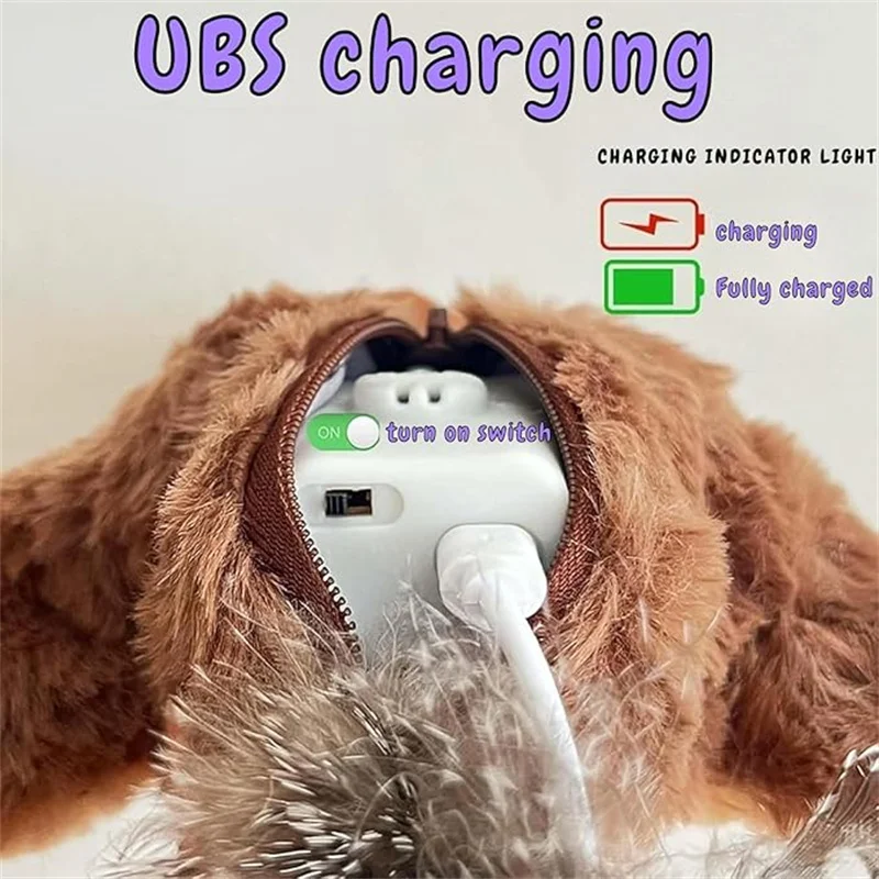 Juguete para perros y gatos con pájaro chirriante simulado, alas aleteadas, juguete para gatos con pájaros, juguete para gatos con pájaros aleteo, juguetes de peluche para gatos para mascotas de interior aburridas - imagen 5