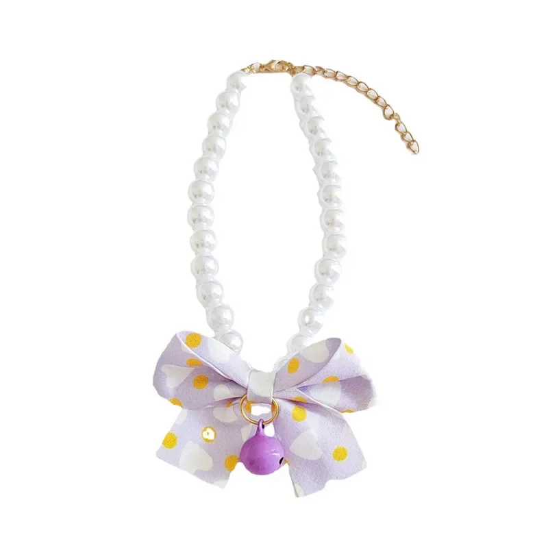 Collar con lazo para gato, Collar de perlas para mascotas, joyería para perros y gatos, campanas, productos para mascotas, regalo de cumpleaños para perros, accesorios de boda - imagen 5