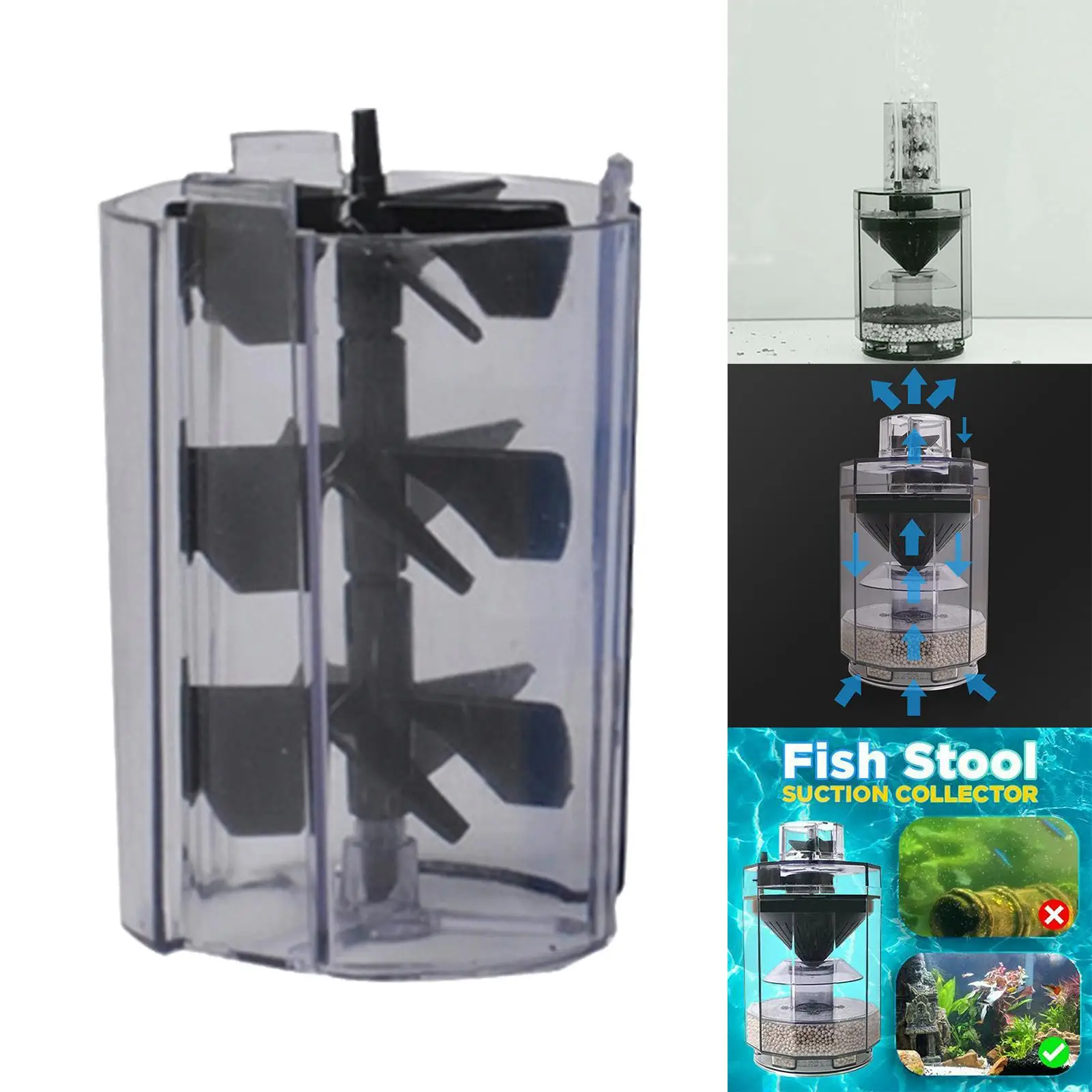 Spiral Fan Flow Promoting for Aquarium Fish Stool Suction Collector Waste - imagen 3