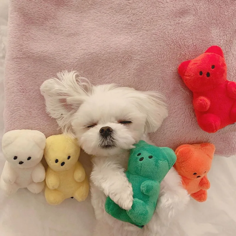 Lindo perro pequeño juguetes chirriantes para perros pequeños cachorro oso en forma de juguete chirriante para perros gatos suministros para mascotas peluche Pomerania Shih Tzu Pug