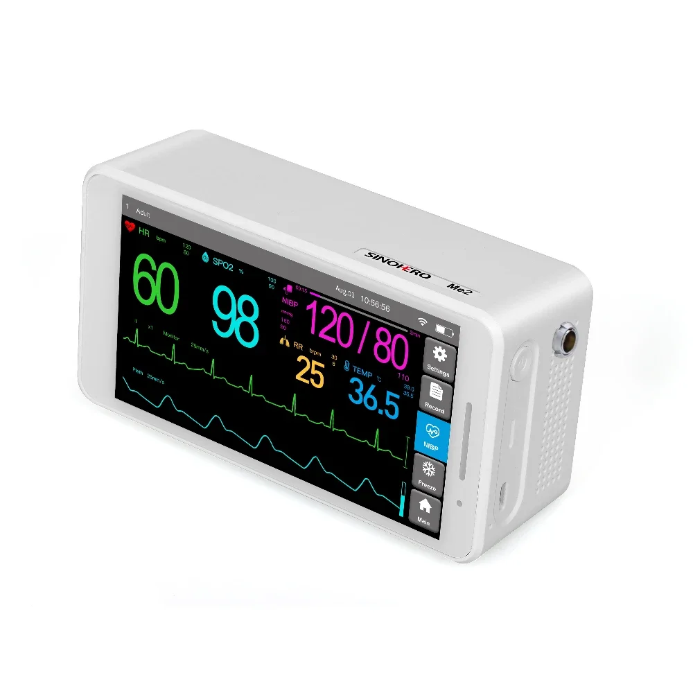 Monitor de transferencia de pacientes con pantalla táctil a Color de 5,5 ", 6 parámetros, ECG RESP SpO2 NIBP TEMP, Software de monitoreo de signos vitales, aplicación Me2 - imagen 2