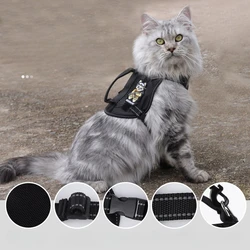Arnés chaleco para gatos con asas pecho espalda reflectante transpirable