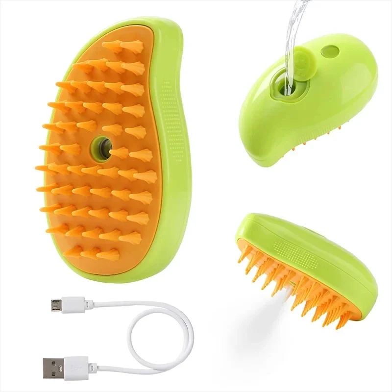 Cepillo de aseo para mascotas, pulverizador eléctrico de agua, peine para mascotas, depilación de silicona suave, cepillo de pelo para baño de gatos, suministros de aseo - imagen 2