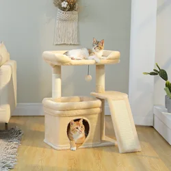 Árbol de interior para gatos con plataforma, condo y rascador de sisal