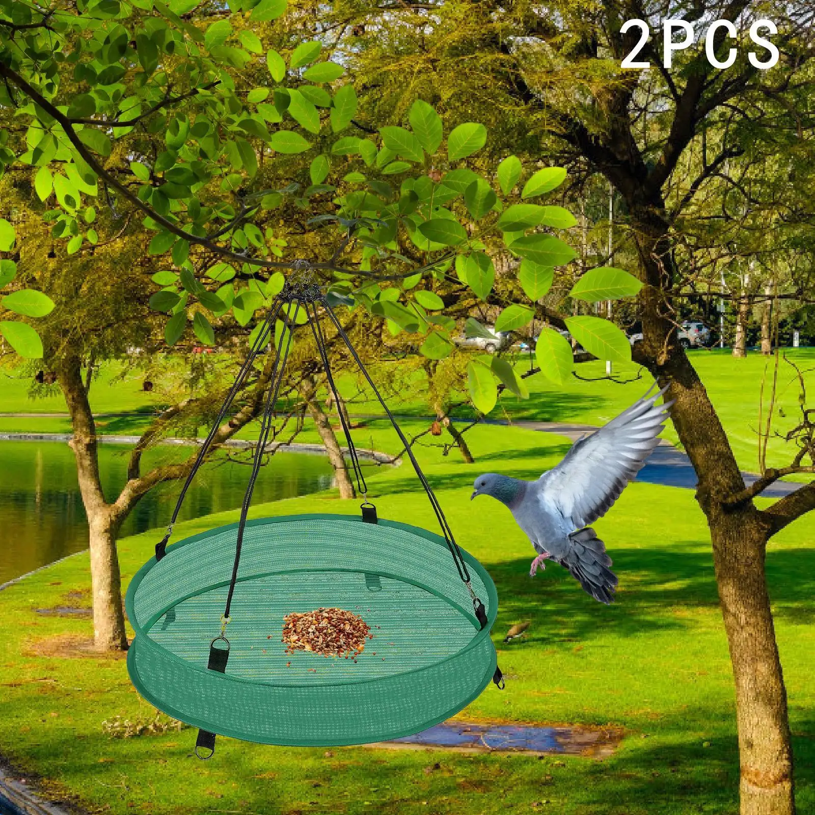 2 Pieces Bird Seed Catcher Tray Hanging Bird Feeder Platform for Garden Yard