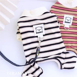 Ropa cálida de otoño para perros, monos bonitos y suaves para perros, peleles a la moda para cachorros, pijamas a rayas para gatos, monos para mascotas, disfraces para perros