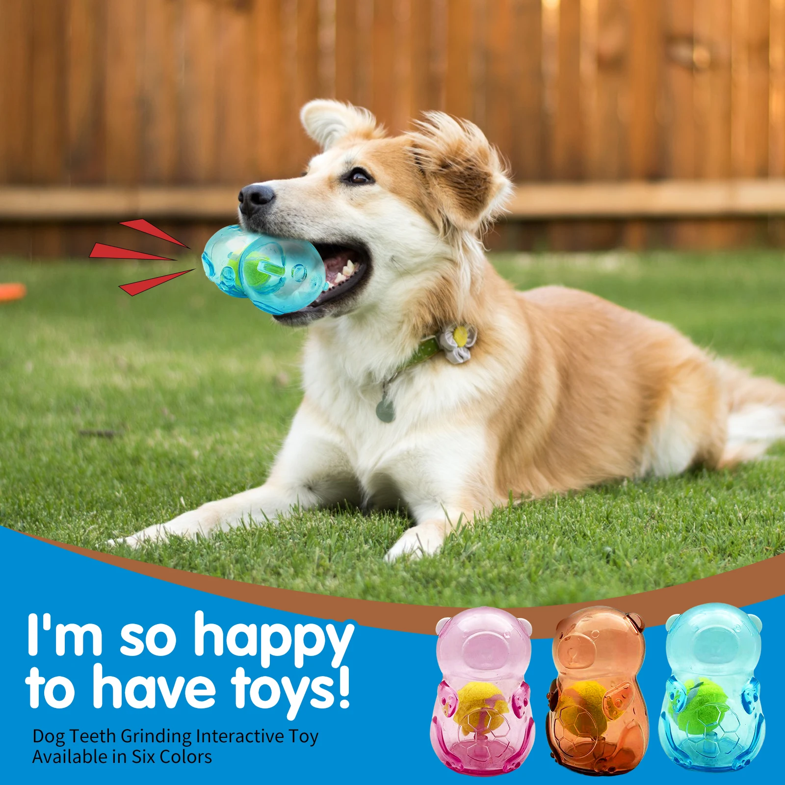 Perro mascota lindo y resistente a mordeduras, osito de peluche, pelota de tenis, comida con fugas, juguete de goma para acompañar los perros de todas las edades - imagen 3