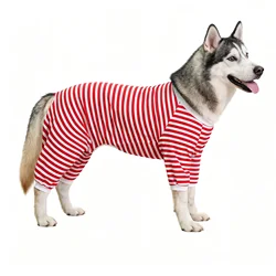 Pijamas para perros pequeños, medianos y grandes Pitbull, mono de algodón a rayas, traje para perros, mono, Pjs, mono para cachorros, ropa de Navidad para mascotas