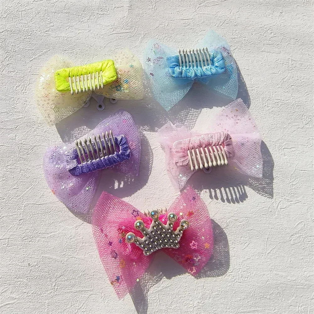 Suministros bonitos para mascotas, lazos ostentosos, corona, horquilla para mascotas, accesorios para el cabello hechos a mano, Clip de aleación para perros y gatos, accesorios de aseo para perros - imagen 4