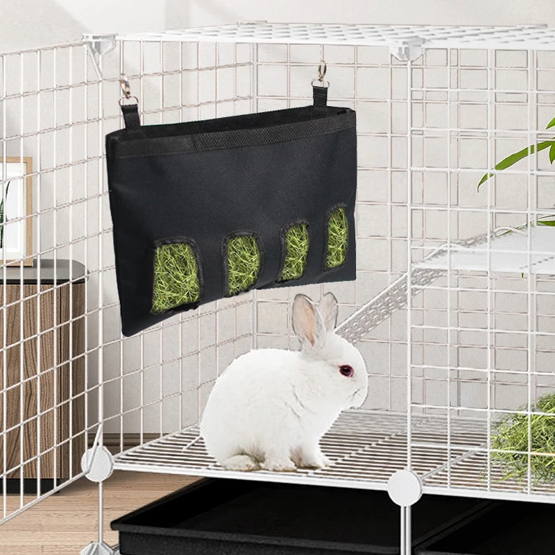 Bolsa de heno Oxford para mascotas, bolsa de alimentación para conejillo de indias y hámster de gran capacidad, bolsa de almacenamiento para alimentador de heno de Chinchilla y conejo para animales pequeños D9133 - imagen 2