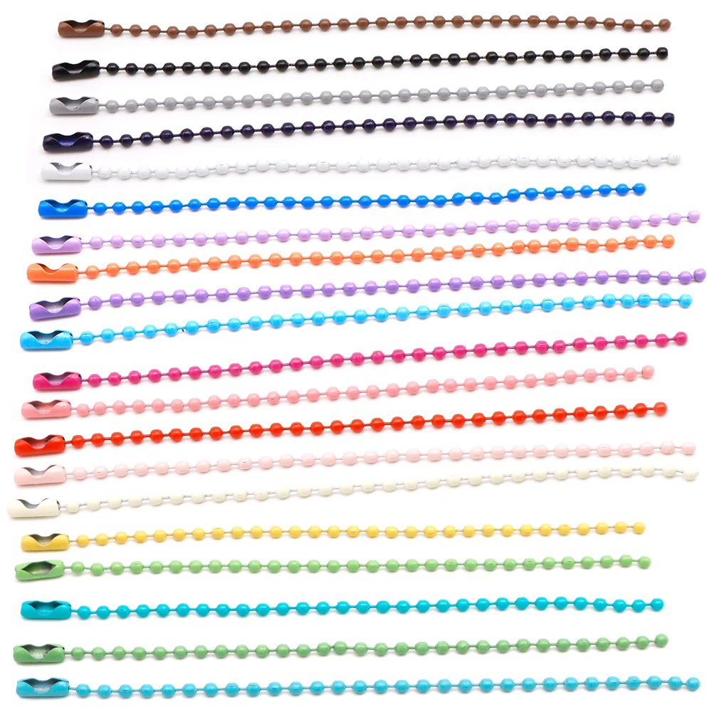Cadena de cuentas de bolas para fabricación de joyas, 100 piezas, 12cm, para etiquetas de perro, collar, pulsera personalizada, llavero, Conector de anillo - imagen 2