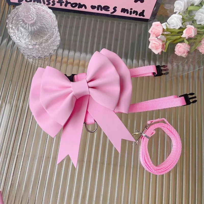 Correa para el pecho con agradable arco para mascotas, para caminar, gatos y perros con cuerda de tracción ajustable, accesorios para perros, collares para mascotas y cachorros - imagen 4