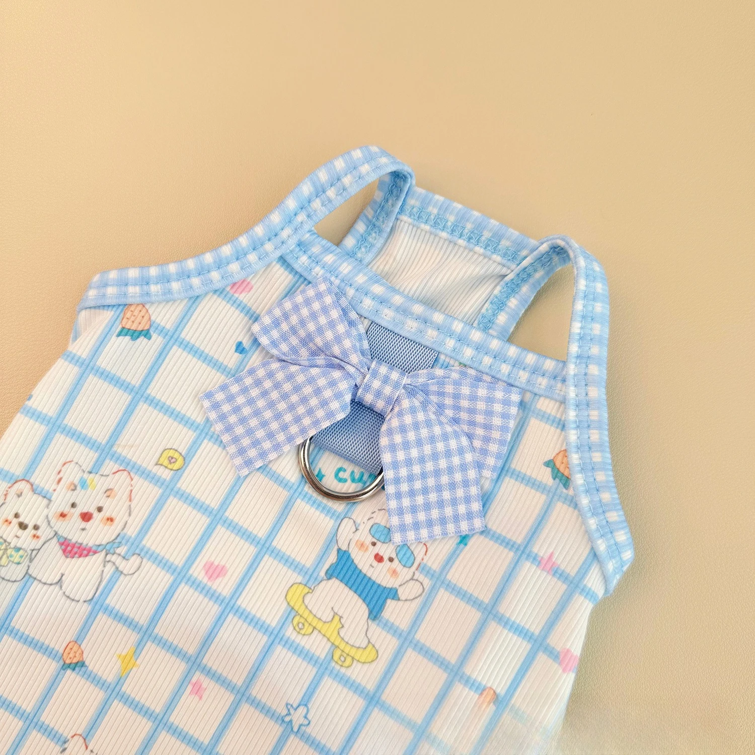 Vestido camisero a cuadros para perros mini y gatos – Chaleco solar - imagen 3