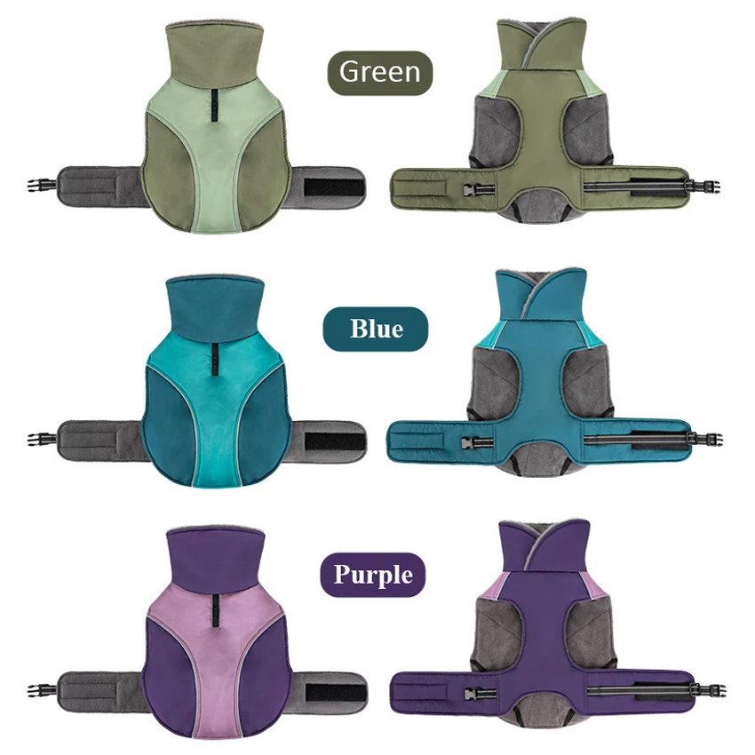 Chaqueta de invierno para perros pequeños y medianos, chaleco con cuello alto de piel para perros, abrigo reflectante suave acolchado, ropa cálida para perros, traje grueso para cachorros - imagen 5