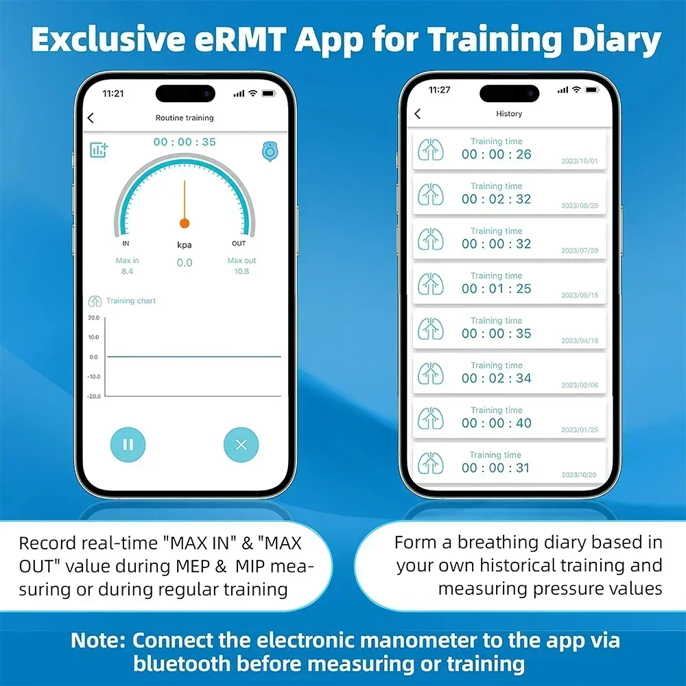 Entrenador de respiración con manómetro eléctrico para expansor de pulmón, terapia de entrenamiento muscular respiratorio, expiratorio inspirador - imagen 3