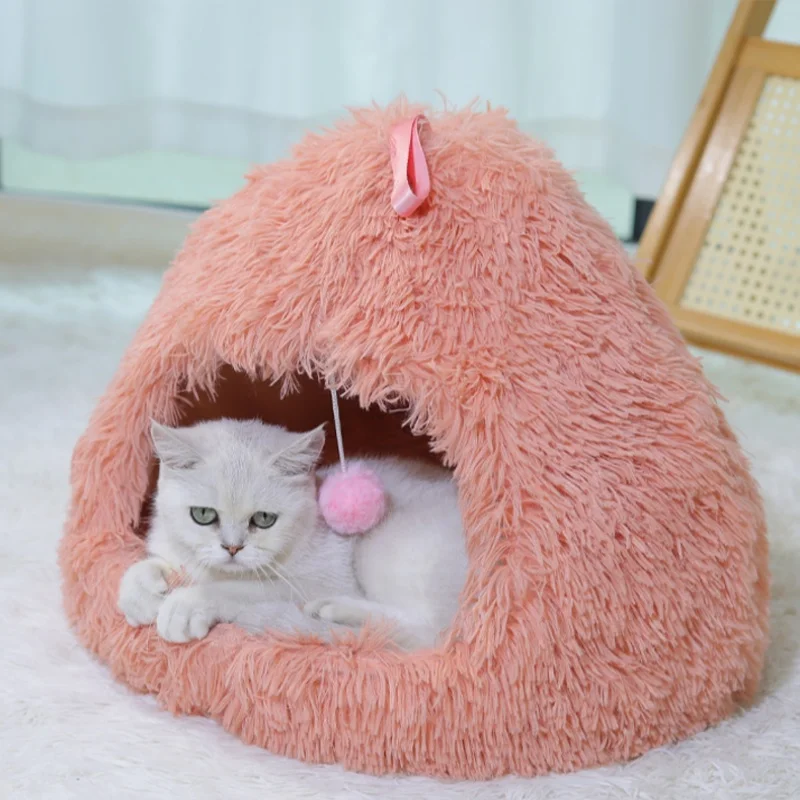 Nuevo Perrera de franela de felpa cálida para invierno, almohadilla para perrera para perros y gatos, cesta nido acogedora para dormir profundo para mascotas de interior pequeñas y medianas - imagen 3